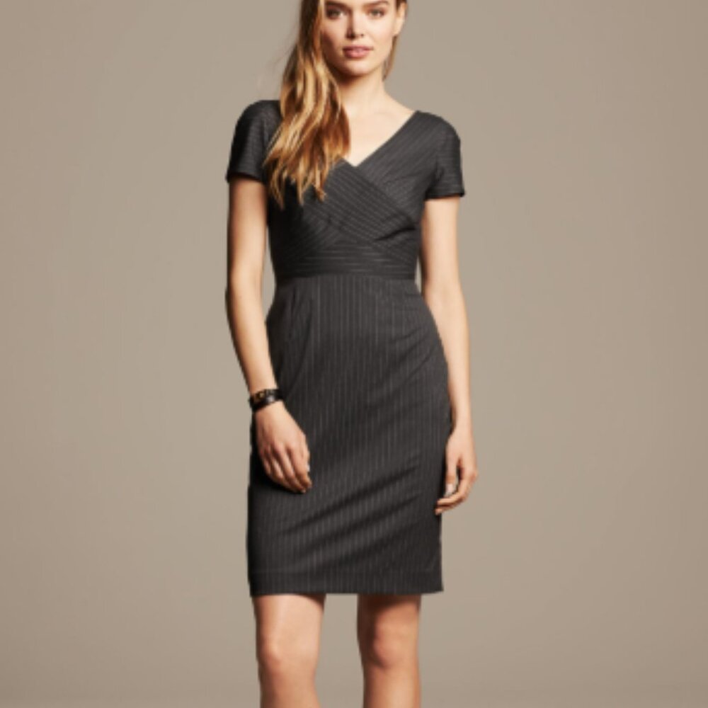 Banana Republic Black Pinstripe Mini Dress